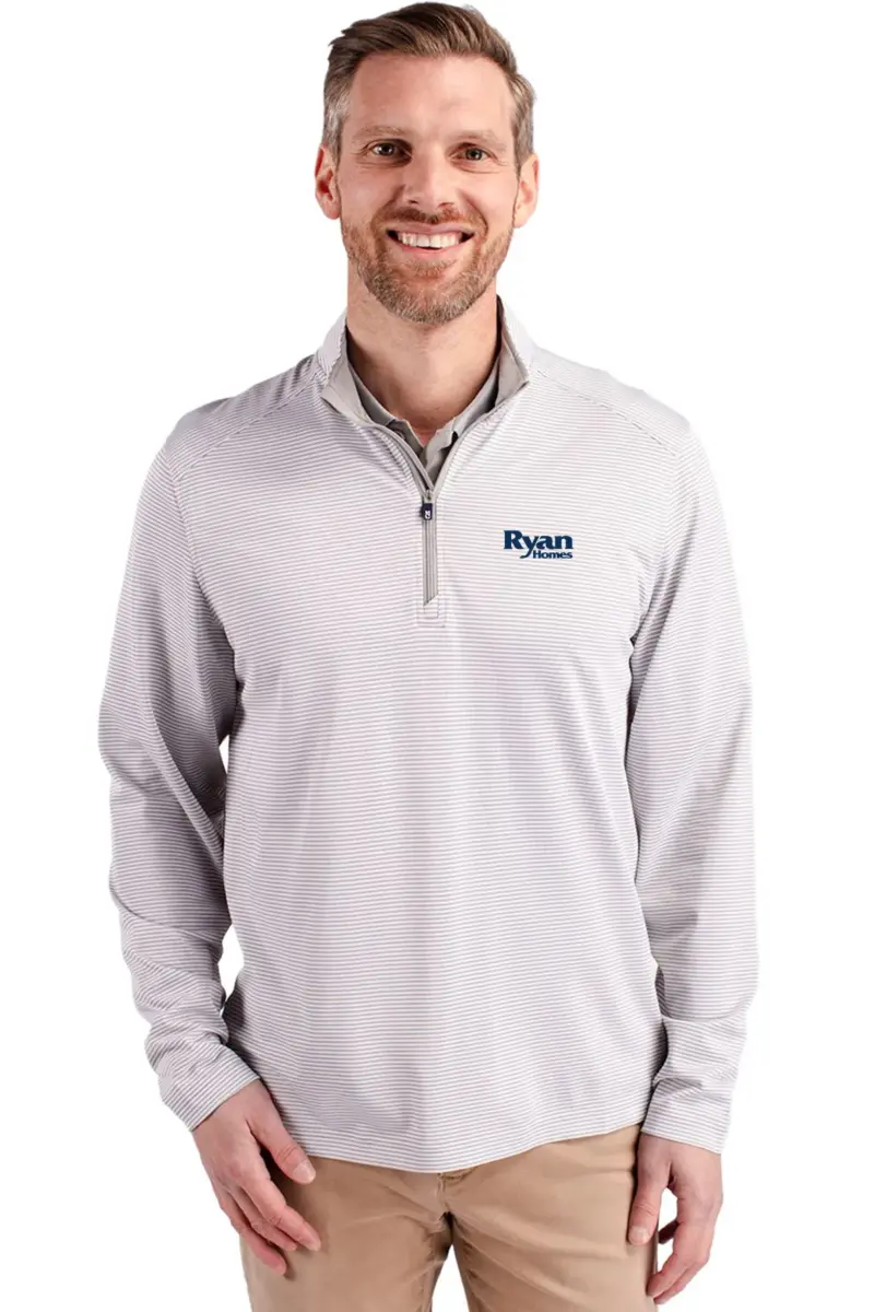 Ryan Homes - Cutter & Buck Virtue Eco Pique Micro Stripe Recycled Mens Quarter Zip