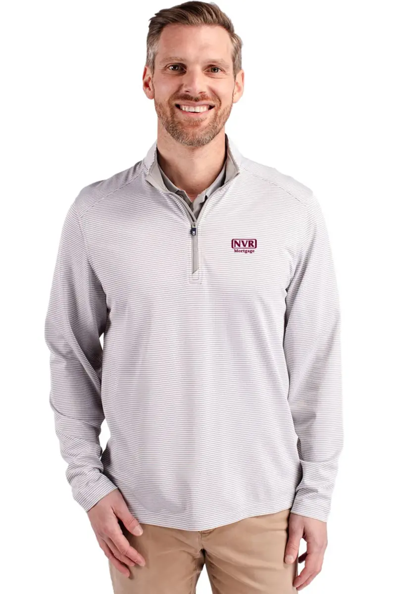 NVR Mortgage - Cutter & Buck Virtue Eco Pique Micro Stripe Recycled Mens Quarter Zip