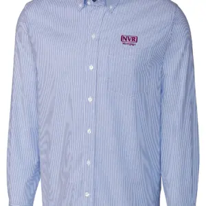 NVR Mortgage - Cutter & Buck Stretch Oxford Stripe Mens Long Sleeve Dress Shirt