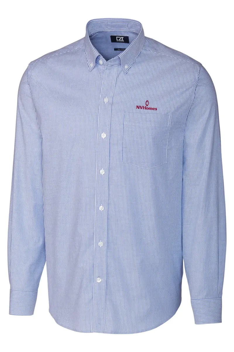 NVHomes - Cutter & Buck Stretch Oxford Stripe Mens Long Sleeve Dress Shirt