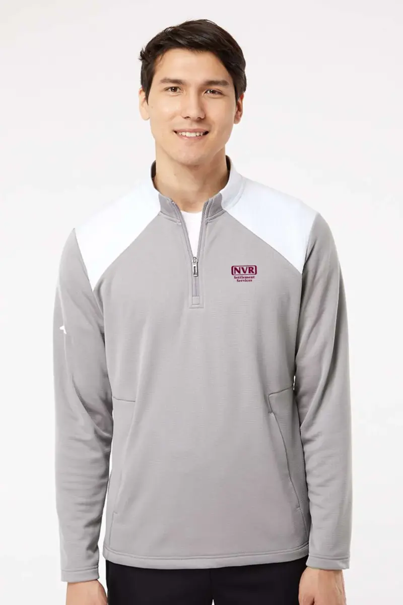 NVR Settlement Services - Adidas® Textured Mixed Media Quarter-Zip Pullover