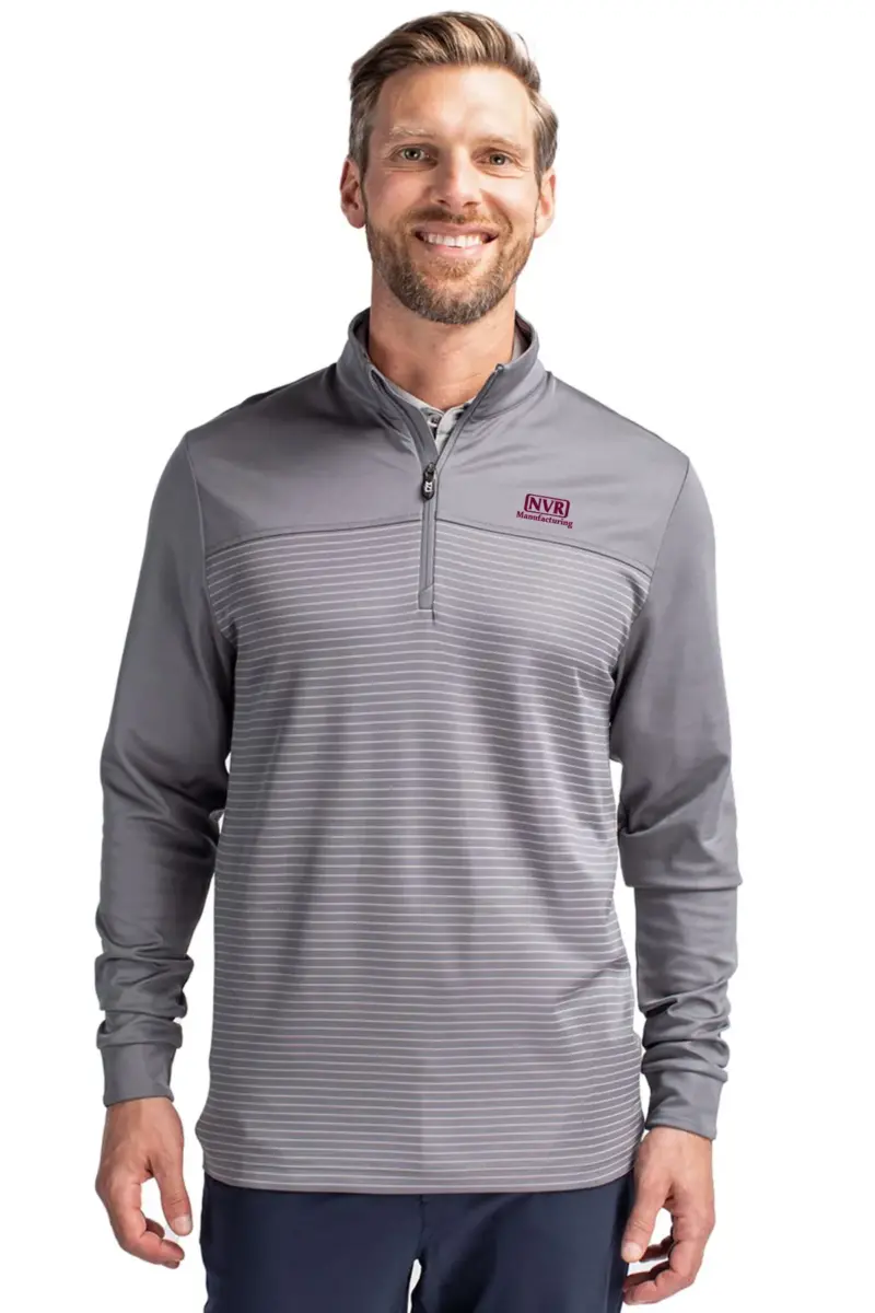 NVR Manufacturing - Cutter & Buck Traverse Stretch Stripe Eco Quarter Zip Mens Pullover