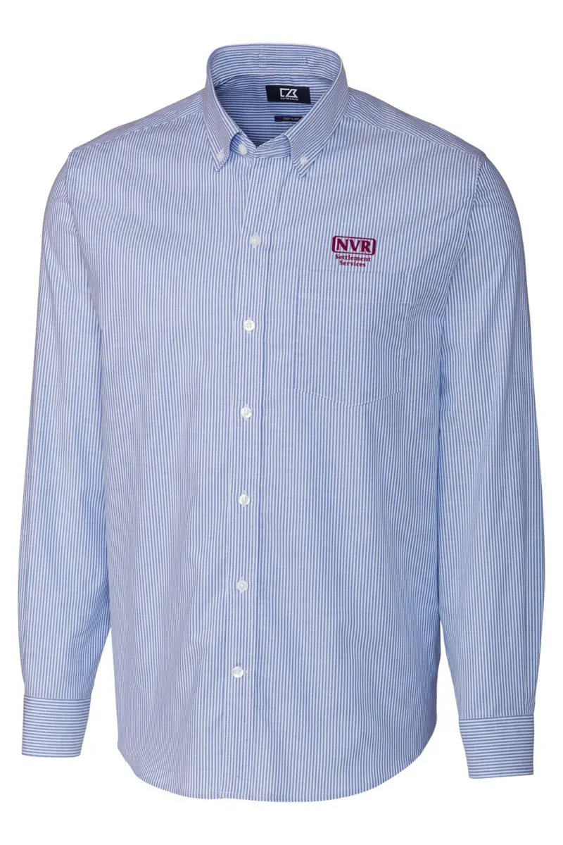 NVR Settlement Services - Cutter & Buck Stretch Oxford Stripe Mens Long Sleeve Dress Shirt