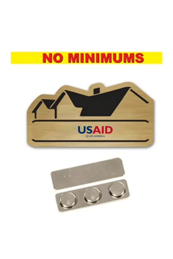 USAID Otuho - Name Badge Custom Shape Brushed Gold Plastic
