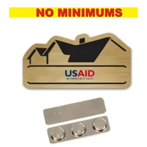USAID Ga-Dangme - Name Badge Custom Shape Brushed Gold Plastic