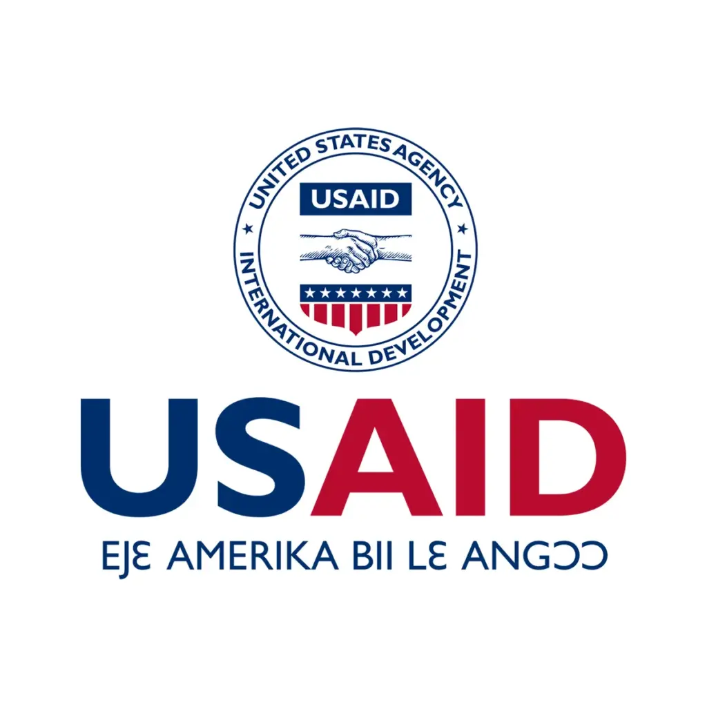 USAID Ga-Dangme Decal on White Vinyl Material - (5"x5"). Full Color.