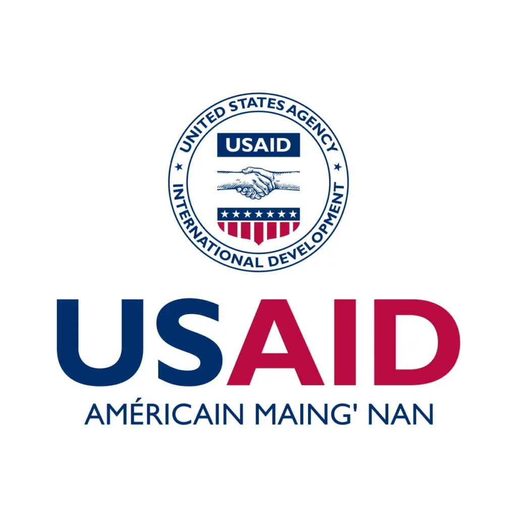 USAID Senufo Decal on White Vinyl Material - (5"x5"). Full Color.