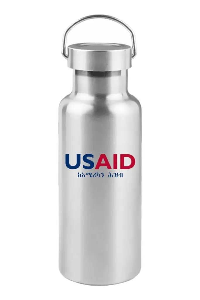 USAID Amharic - 17 Oz. Stainless Steel Canteen Water Bottles