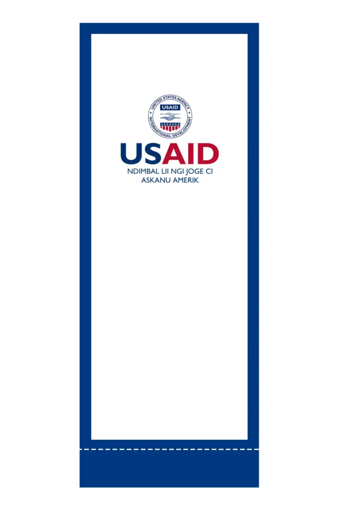 USAID Wolof Superior Retractable Banner - 24" Silver Base. Full Color