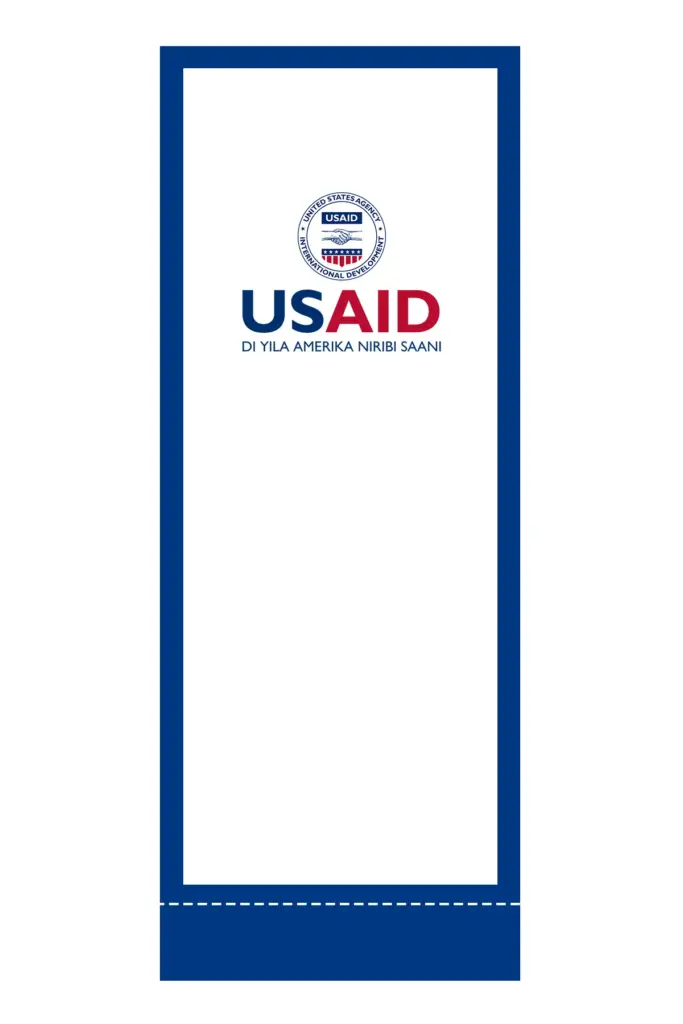 USAID Dagbani Superior Retractable Banner - 24" Silver Base. Full Color