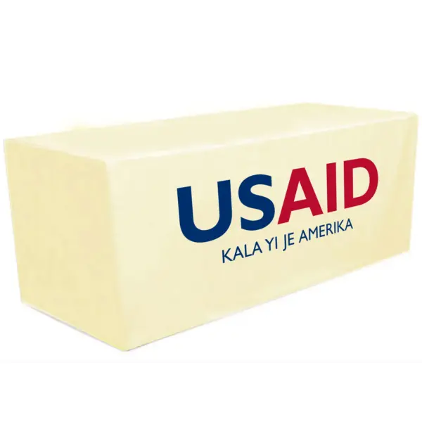 USAID Shilluk - 8' Fitted Dye Sub Tablecloth White