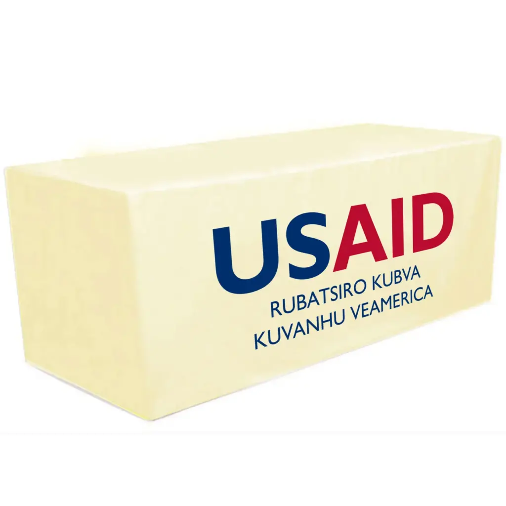 USAID Chishona - 8' Fitted Dye Sub Tablecloth White