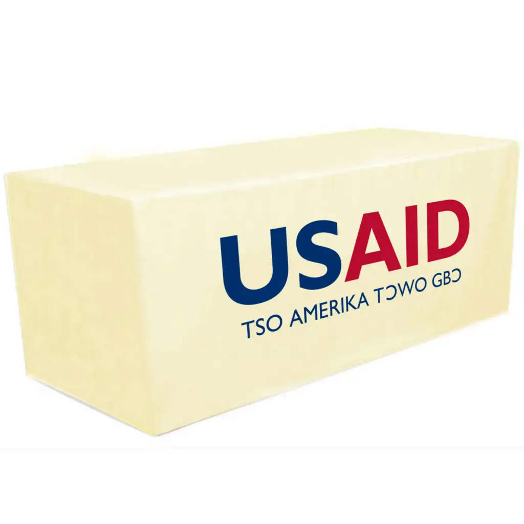 USAID Ewe - 8' Fitted Dye Sub Tablecloth White