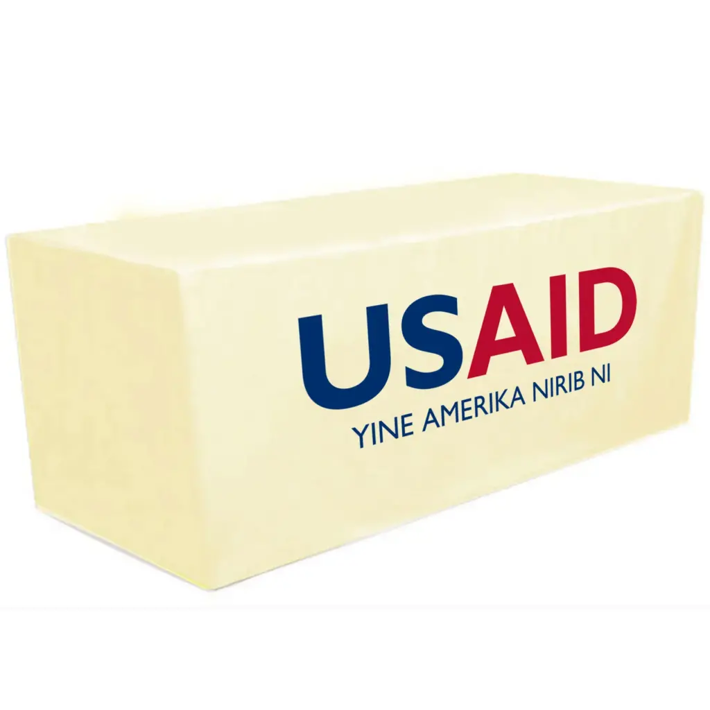 USAID Kusaal - 8' Fitted Dye Sub Tablecloth White