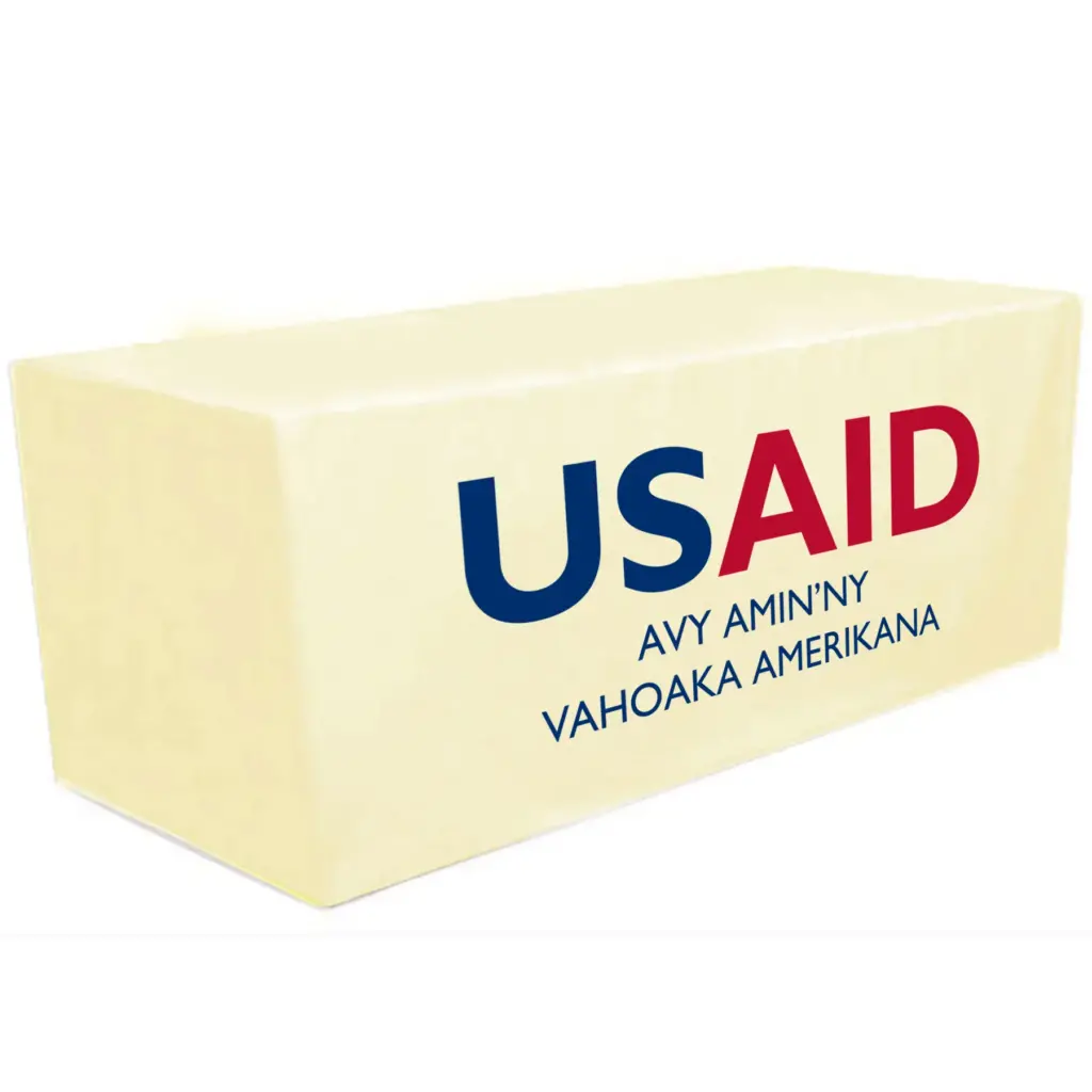 USAID Malagasy - 8' Fitted Dye Sub Tablecloth White