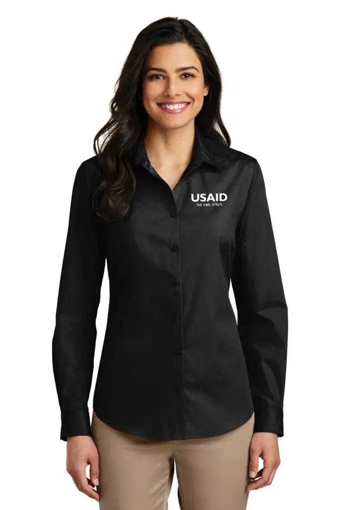 USAID Tigrinya Port Authority Ladies Long Sleeve Care Free Poplin Shirt