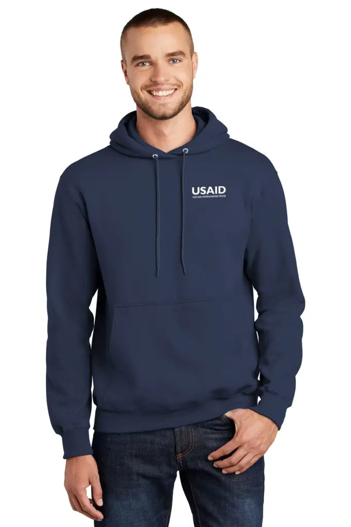 USAID Afrikaans - Port & Company Men's Essential Fleece Pullover Hooded Sweatshirt