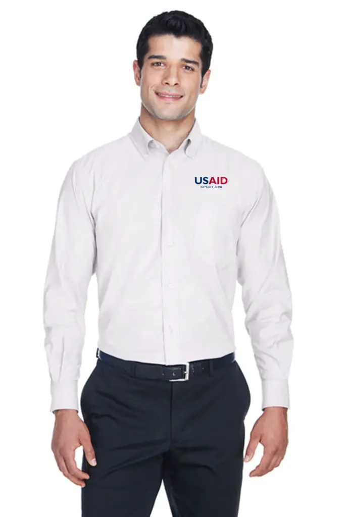 USAID Amharic - Harriton Men's Long-Sleeve Oxford with Stain-Release