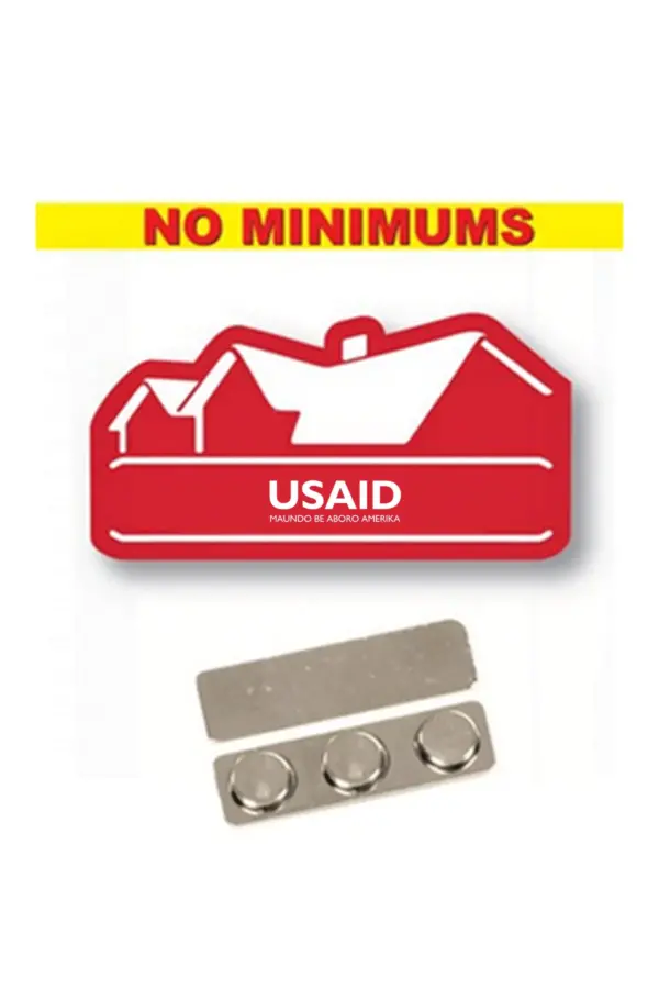 USAID Zande - Name badge Custom Shape Red Plastic