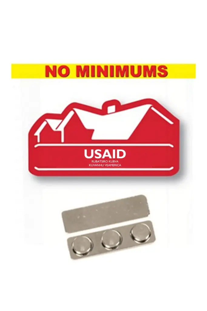USAID Chishona - Name badge Custom Shape Red Plastic