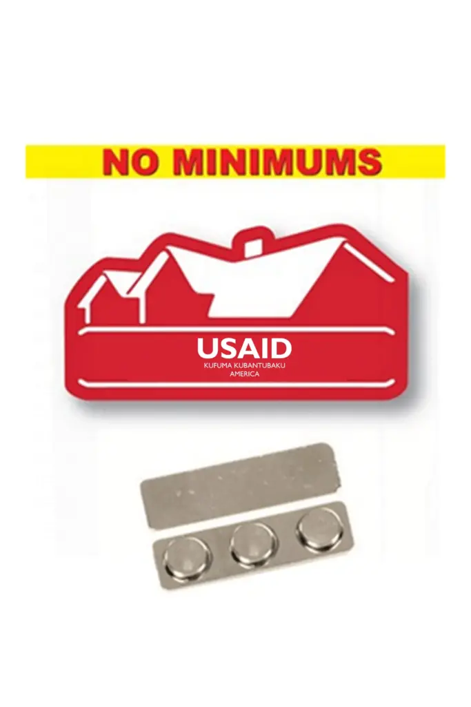 USAID Kaond - Name badge Custom Shape Red Plastic