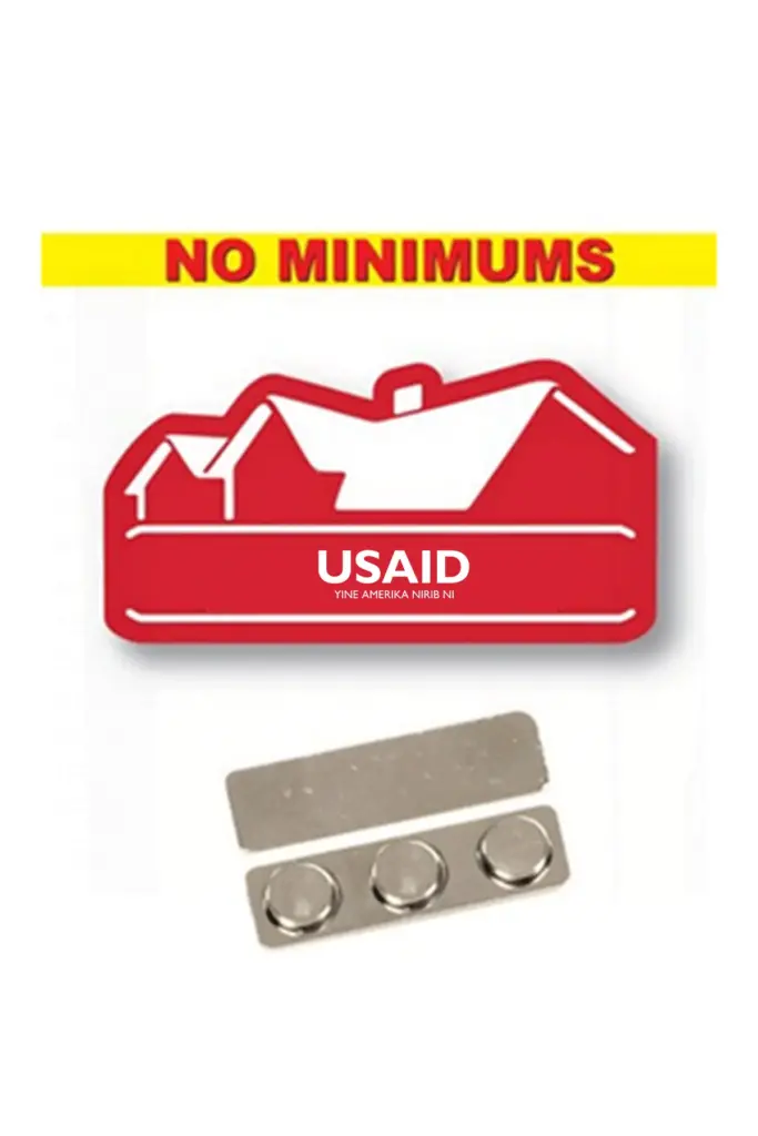 USAID Kusaal - Name badge Custom Shape Red Plastic