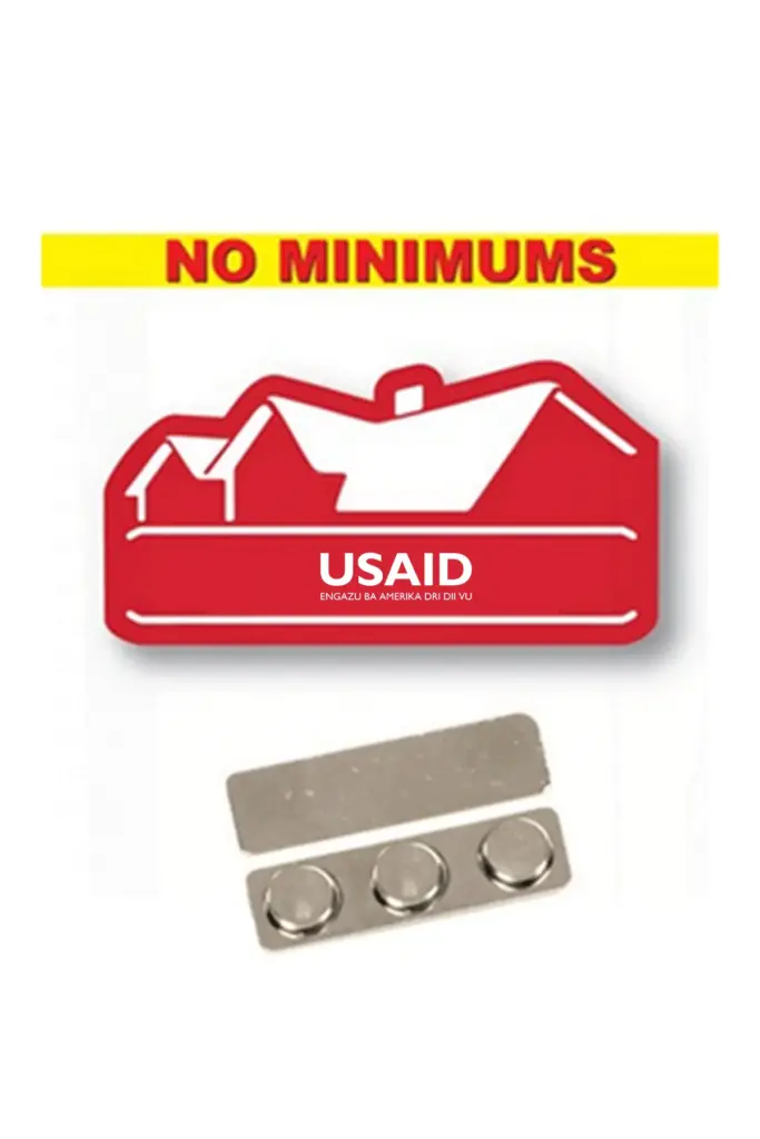 USAID Lugbara - Name badge Custom Shape Red Plastic