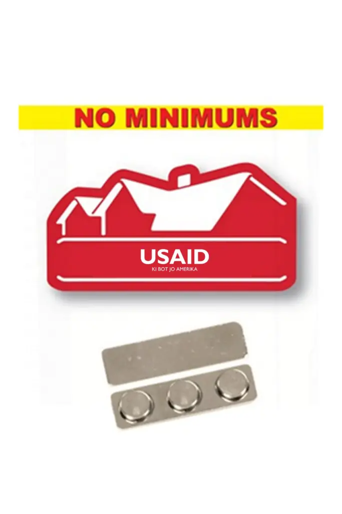 USAID Acholi - Name badge Custom Shape Red Plastic