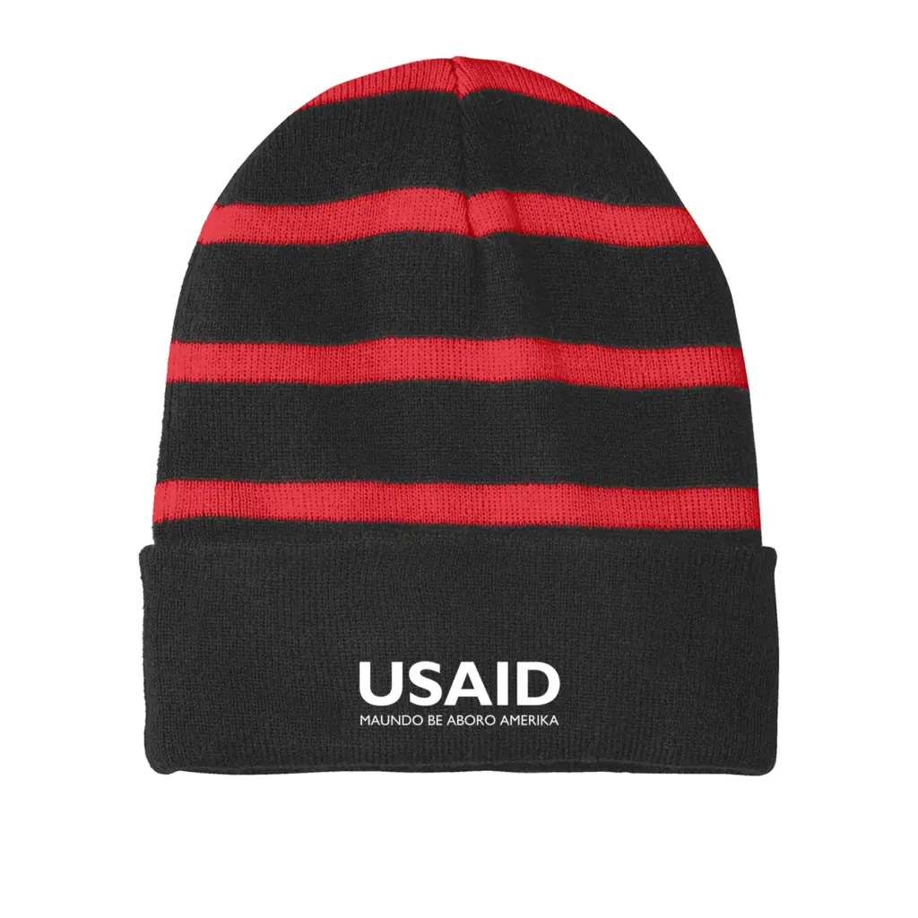 USAID Zande - Embroidered Sport-Tek Striped Beanie w/Solid Band