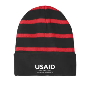 USAID Chishona - Embroidered Sport-Tek Striped Beanie w/Solid Band