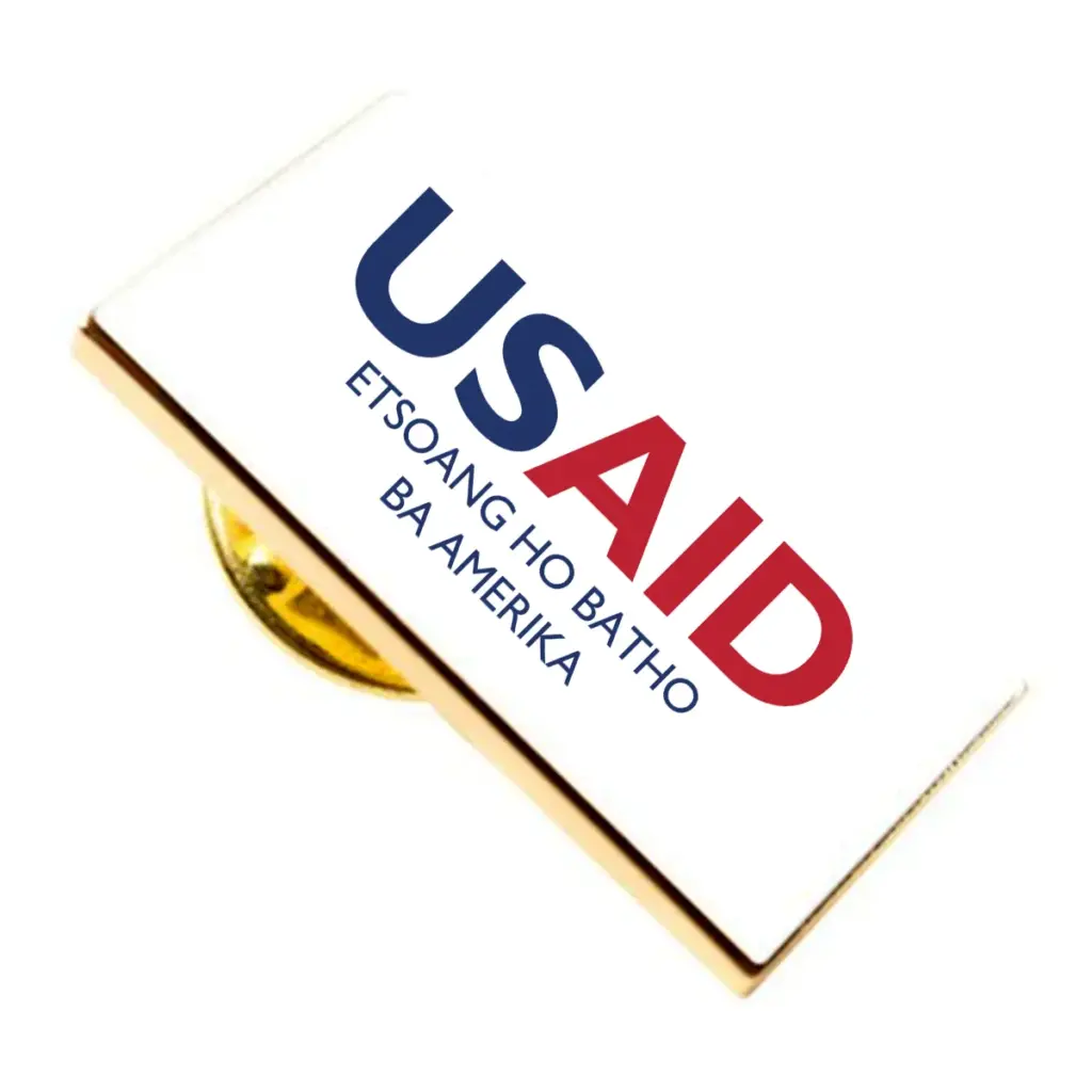 USAID Sesotho Brandmark Lapel Pins with Military Clutch Rectangular Min 100 pcs
