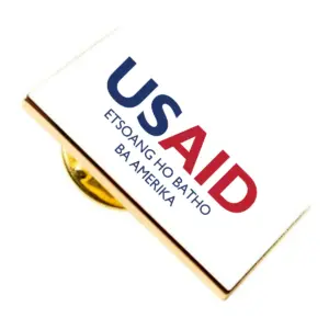 USAID Sesotho Brandmark Lapel Pins with Military Clutch Rectangular Min 100 pcs