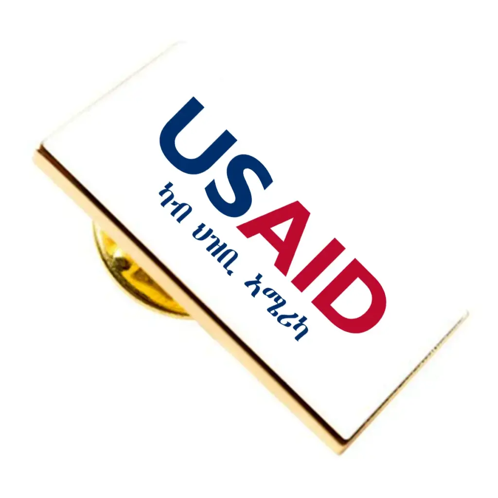 USAID Tigrinya Brandmark Lapel Pins with Military Clutch Rectangular Min 100 pcs