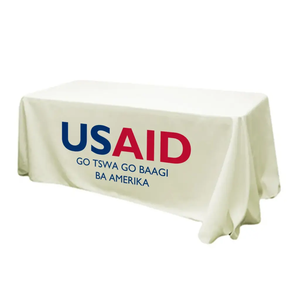 USAID Setswana - 6' Fitted Dye Sub Tablecloth (Non Fitted) White