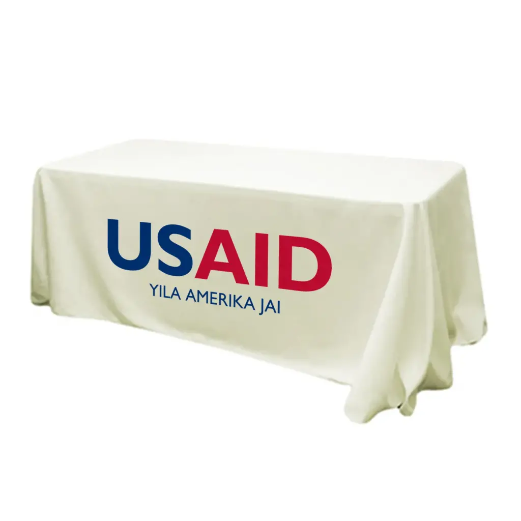 USAID Wala - 6' Fitted Dye Sub Tablecloth (Non Fitted) White