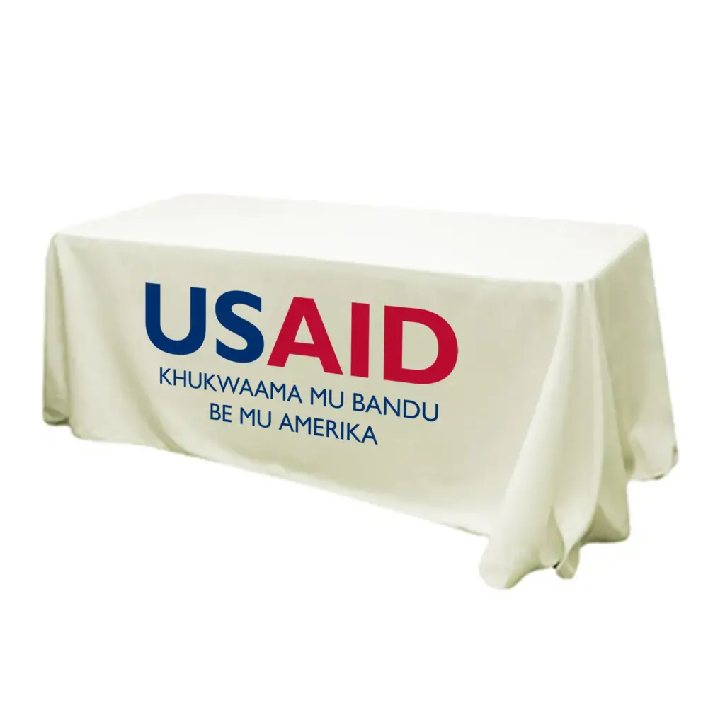 USAID Lugisu - 6' Fitted Dye Sub Tablecloth (Non Fitted) White