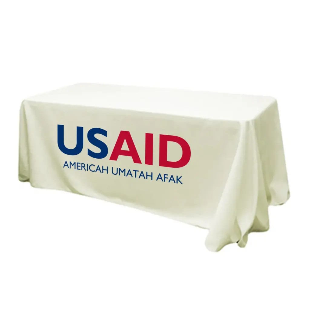USAID Afar - 6' Fitted Dye Sub Tablecloth (Non Fitted) White