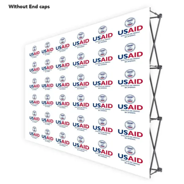 USAID Lusamiya ONE CHOICE 10 Ft. Fabric Pop Up Display - 89"H Straight Graphic Package