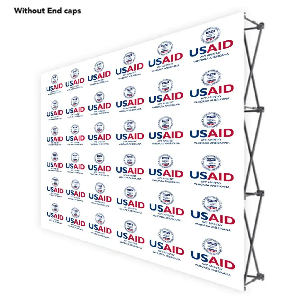 USAID Malagasy ONE CHOICE 10 Ft. Fabric Pop Up Display - 89"H Straight Graphic Package
