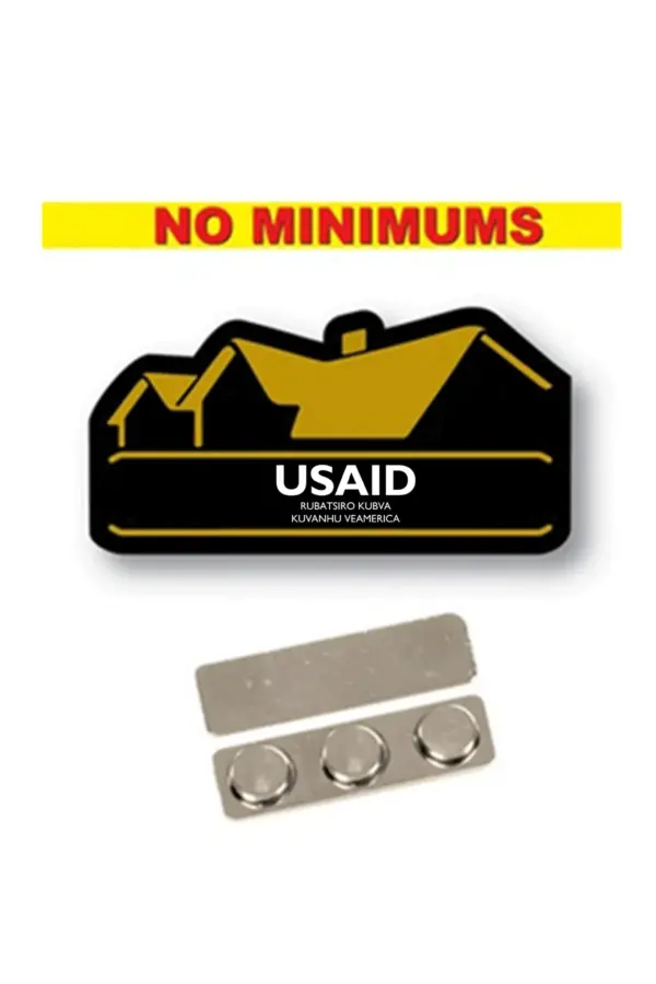 USAID Chishona - Name Badge Custom Shape BLACK Plastic