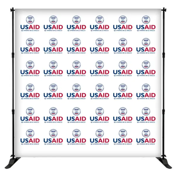 USAID Ga-Dangme 8 ft. Slider Banner Stand - 8'h Fabric Graphic Package