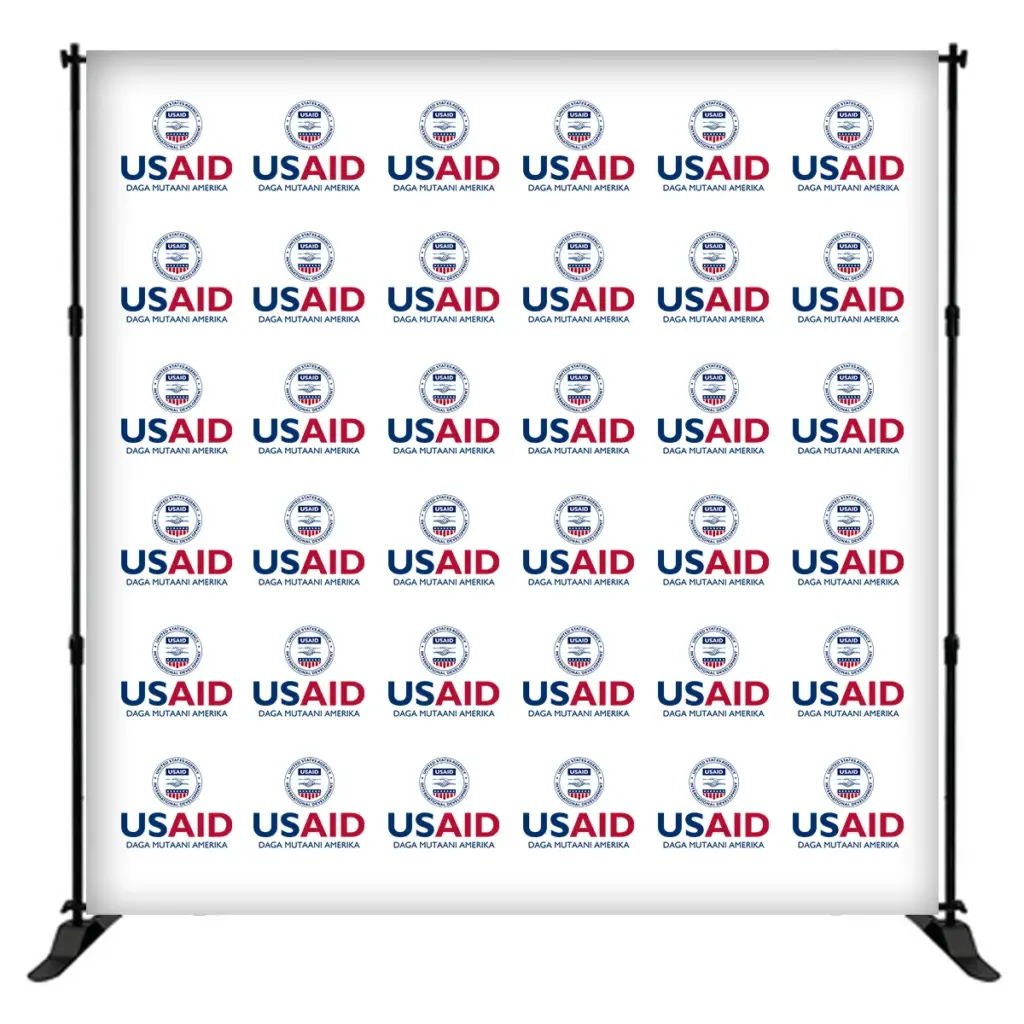 USAID Hausa 8 ft. Slider Banner Stand - 8'h Fabric Graphic Package