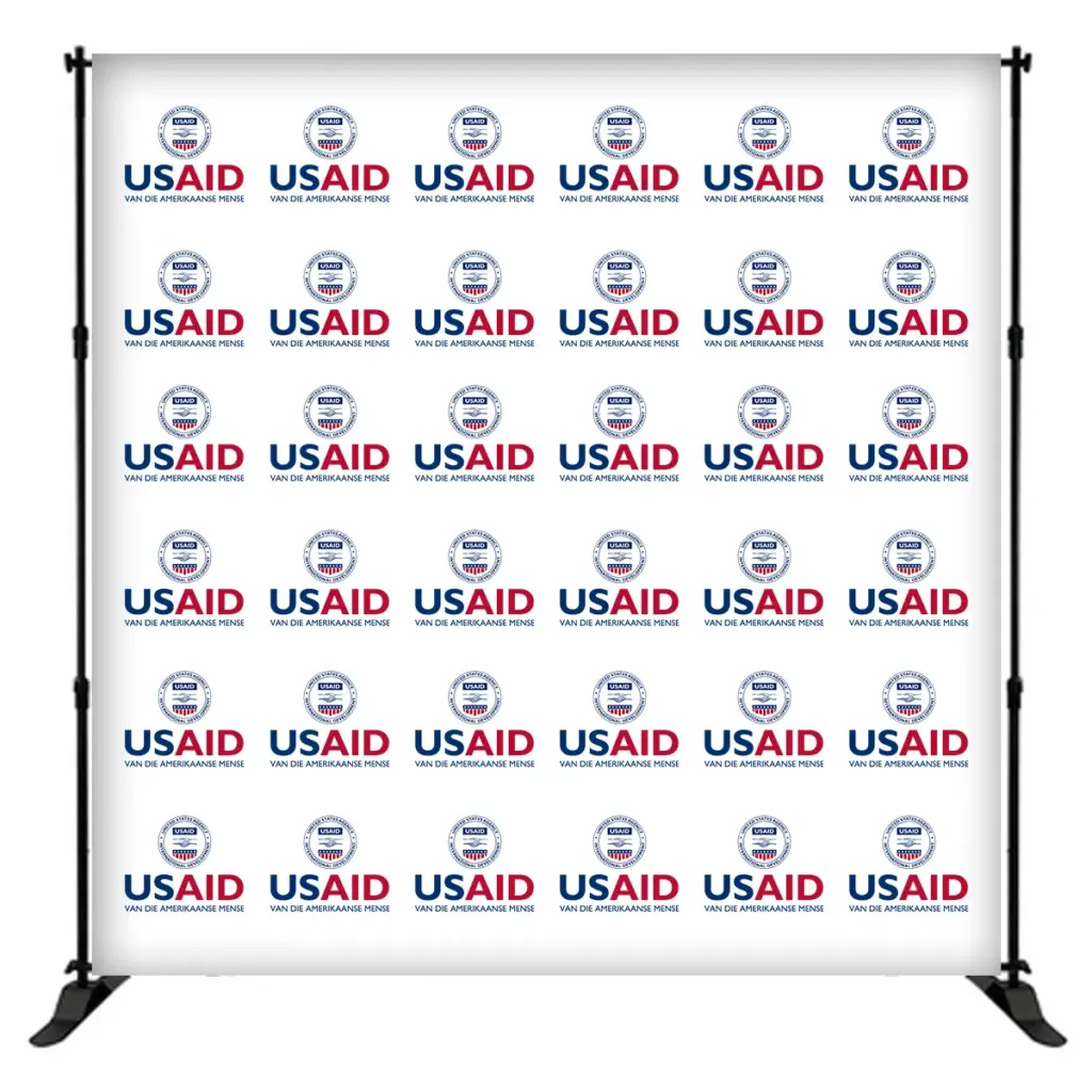 USAID Afrikaans 8 ft. Slider Banner Stand - 8'h Fabric Graphic Package