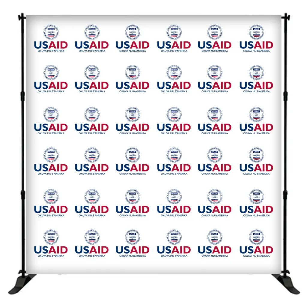 USAID Luganda 8 ft. Slider Banner Stand - 8'h Fabric Graphic Package