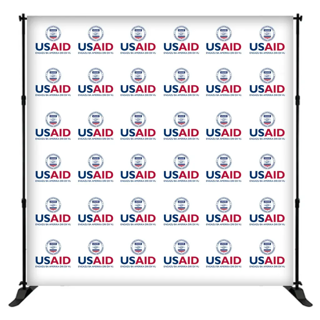 USAID Lugbara 8 ft. Slider Banner Stand - 8'h Fabric Graphic Package