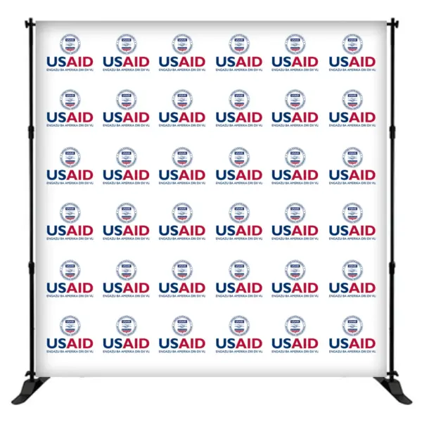 USAID Lugbara 8 ft. Slider Banner Stand - 8'h Fabric Graphic Package