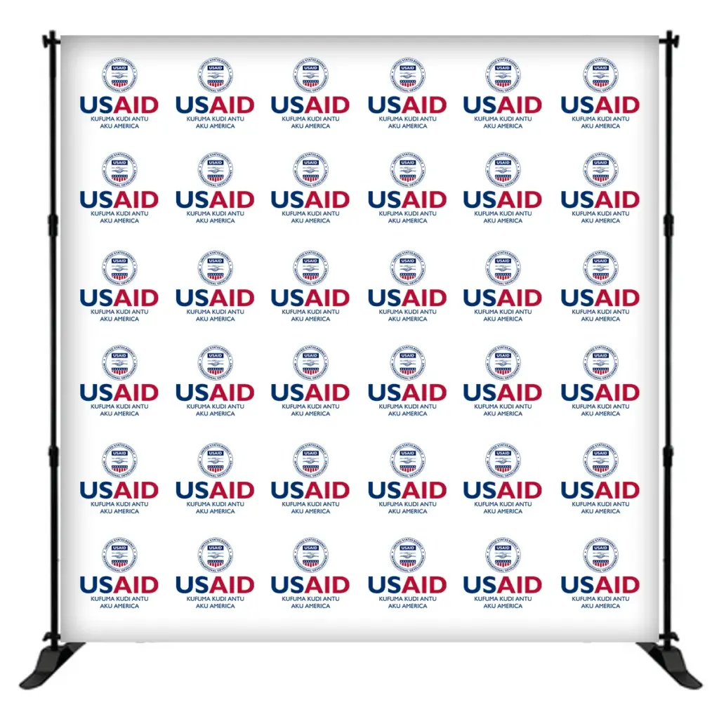 USAID Lunda 8 ft. Slider Banner Stand - 8'h Fabric Graphic Package