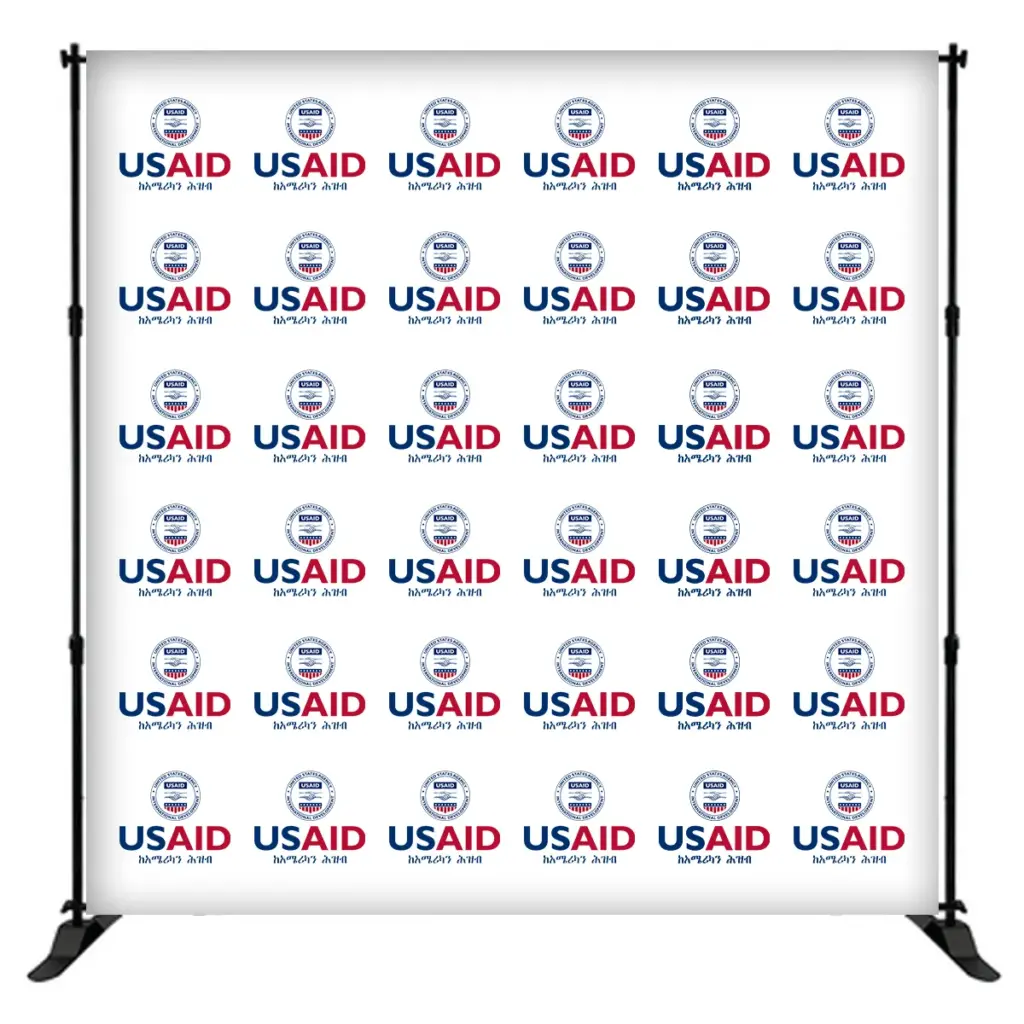 USAID Amharic 8 ft. Slider Banner Stand - 8'h Fabric Graphic Package