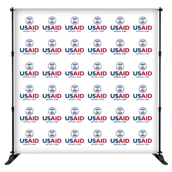 USAID Amharic 8 ft. Slider Banner Stand - 8'h Fabric Graphic Package