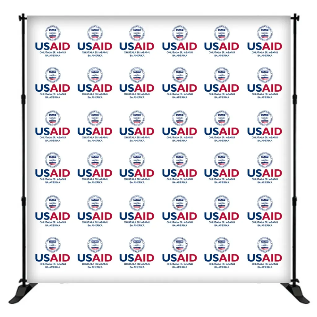 USAID Lusamiya 8 ft. Slider Banner Stand - 8'h Fabric Graphic Package